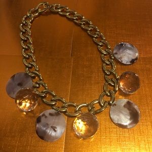 SHELL PEARL Cluster Necklace  gold chain acrylic